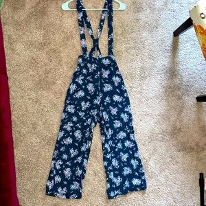 Wild Fable Suspender Pants navy with flowers